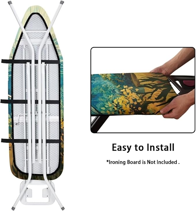 Sprowallow Shark Ironing Board Cover and Pad 15x54 Inch Stain Resistant Thick