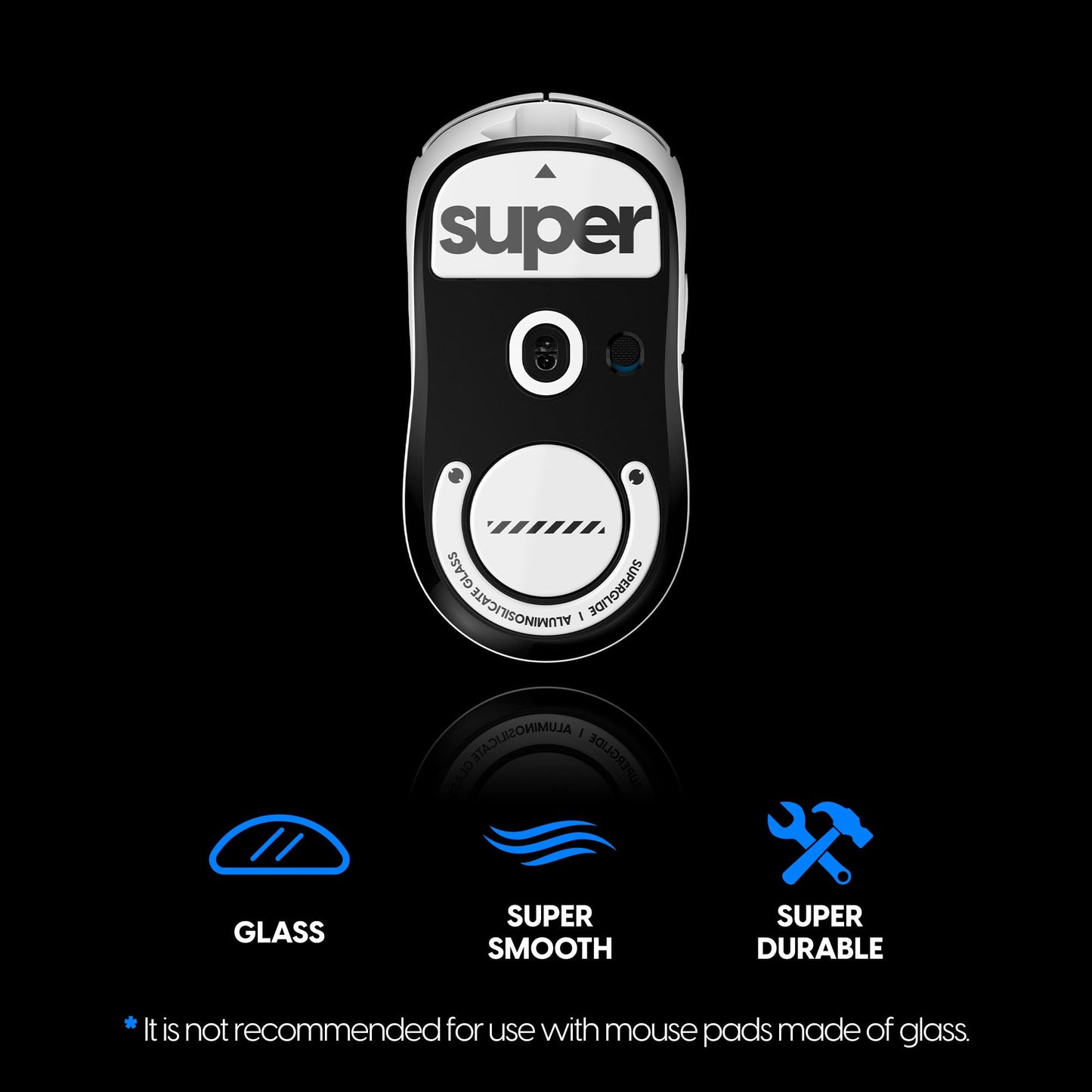 Superglide Glass Mouse Skates - Consistent Controllable Glide, Polished Round Edge, Super Balanced Gaming Mouse Feet with Durable Sole for Logitech G Pro X Superlight1 (Type-C, White)