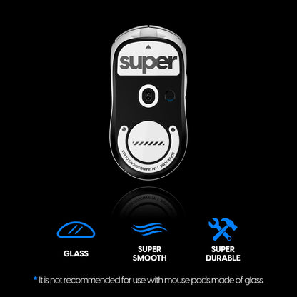 Superglide Glass Mouse Skates - Consistent Controllable Glide, Polished Round Edge, Super Balanced Gaming Mouse Feet with Durable Sole for Logitech G Pro X Superlight1 (Type-C, White)
