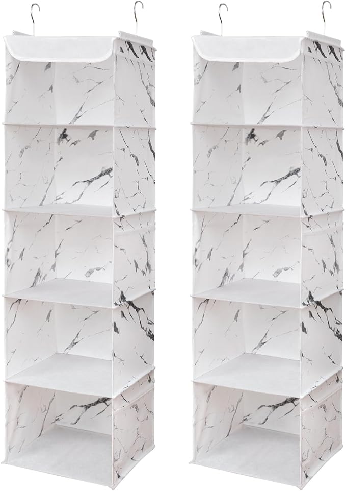 5 Shelves Hanging Closet Organizer, 2 Pack Hanging Storage