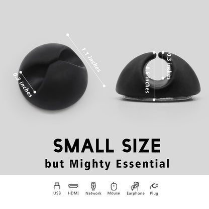 SmiLife Cable Clips Phone Cord Holder, Charger Cord Organizer, Cable Management Clips for Nightstand, Car, Office, Black 9 PCS