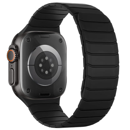 Sixmoat Magnetic Silicone Straps Compatible with Apple Watch 49mm 46mm 45mm 44mm 42mm, Soft Sport Wristband for Men Compatible with iWatch Ultra3 2 1 SE Series 11 10 9 8 7 6 5 4 3, Black