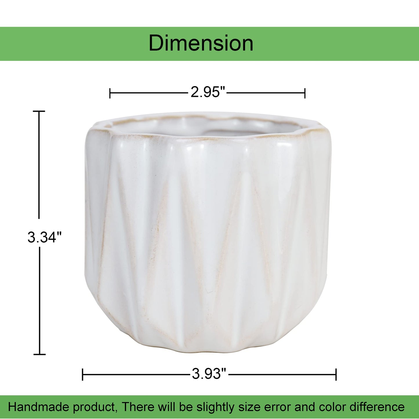 Padolitlay Plant Pot 4 Inch Ceramic Pots, Set of 2 Flower Pots Crackle Glaze Small Planters Pots with Drainage Hole and Mesh Pads for Indoor Outdoor Garden Pots Succulent, Cactus, Herbs (White)