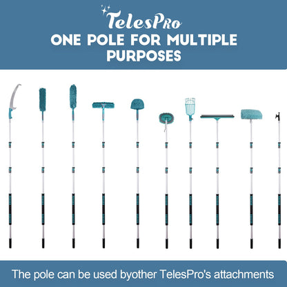 TelesPro 36 Foot High Reach Duster Kit with 7-30FT Extension Pole High Ceiling Dusting and Window Cleaning Kit with Telescopic Pole Window Washer&Squeegee,Cobweb Duster,Fan Duster and Feather Duster