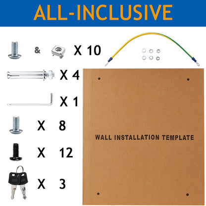 Tedgetal 9U Wall Mount Server Cabinet Network Rack Enclosure Locking Glass Door