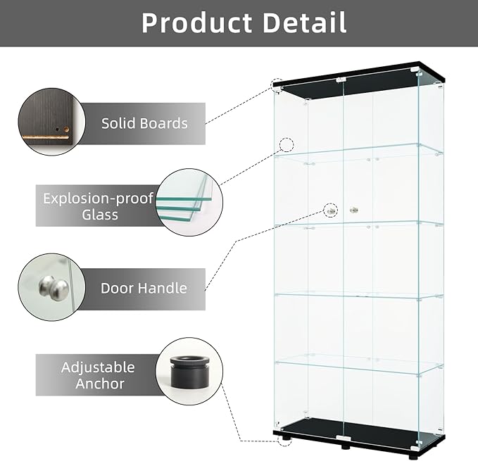 LFT HUIMEI2Y Glass Display Cabinet 5-Shelf