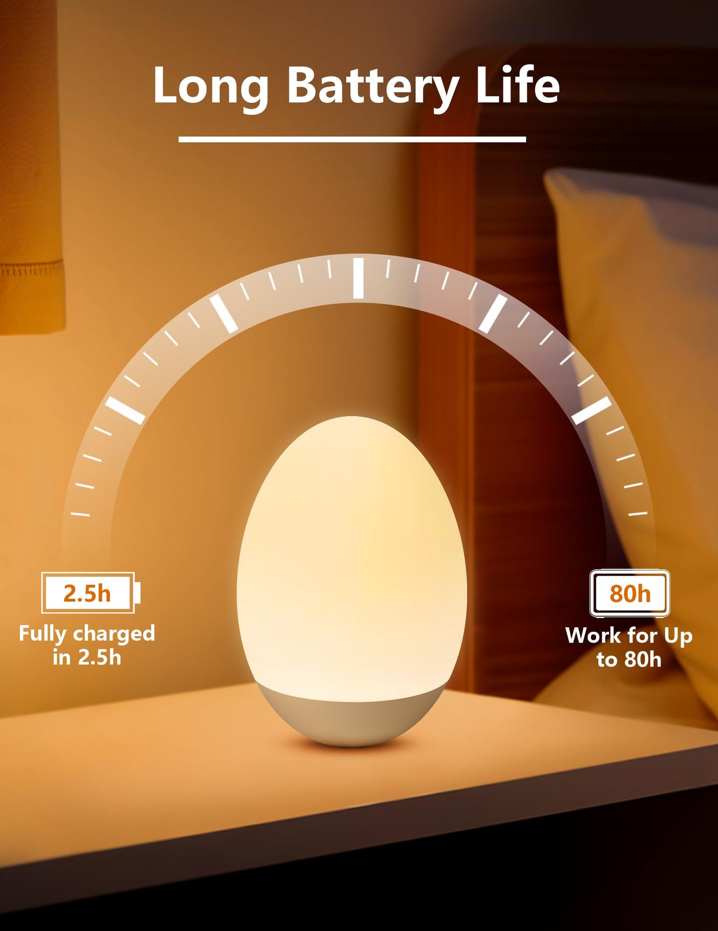 NICKLUC Egg Night Light for Nursery: Baby Night Lights Tap Lamp Stepless Dimming with Warm White and 7 RGB Colors Rechargeable Portable for Infant and Kids Bedroom Breastfeeding Sleep Aid