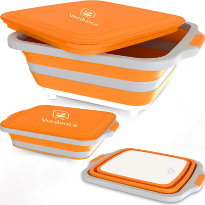 Verdvoca 1 Piece 30L & 2 Pcs 16L Collapsible BBQ Prep Tubs with Lids for Fruit Prep & Washing, Meal Marinating and Food Storage