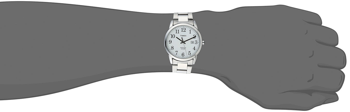 Timex Men's Easy Reader 38mm Watch – Silver-Tone Case White Dial with Silver-Tone Stainless Steel Bracelet