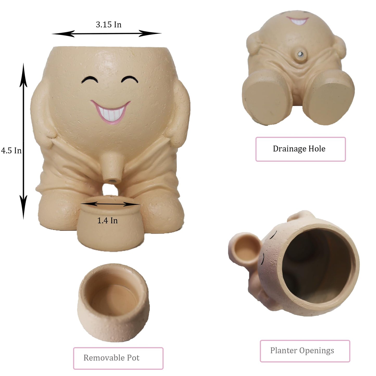 Dolkgy Cute Head Planter, Face Flower Pot Fun Head Vase for Plants for Indoor Outdoor Décor, Unique Cactus Office Plant Pots