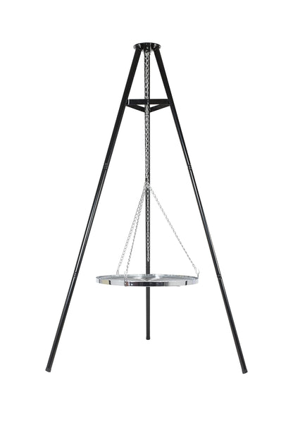 La Hacienda Tripod with BBQ Cooking Grill - Adjustable Height - Portable - Camping, Black