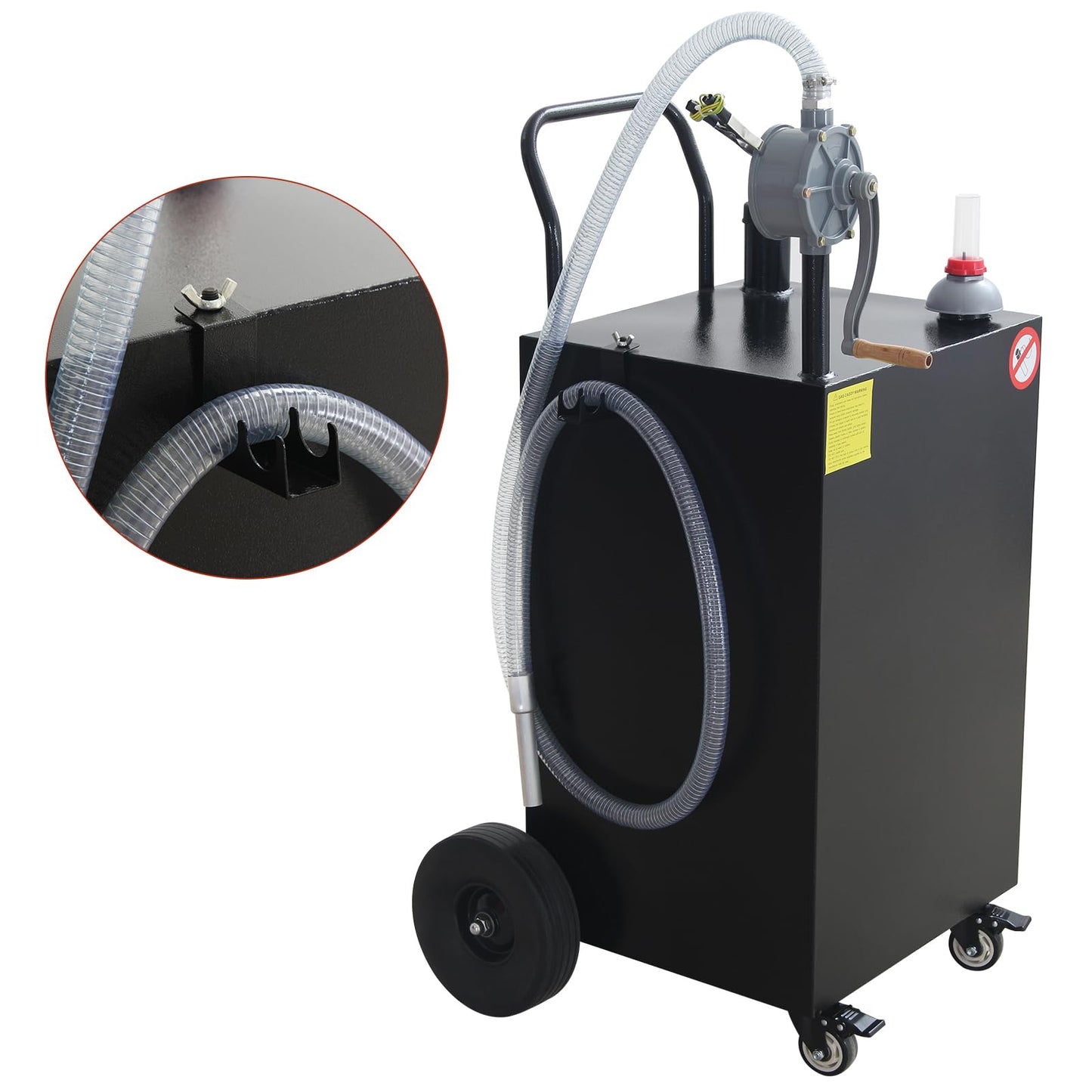 45 Gallon Fuel Caddy, Portable Gas Caddy with Manual Pump, Heavy Duty Gas with 4 Wheels, Diesel Fuel Can for Cars, Lawn Mowers, Trucks, ATVs, Boats ﻿