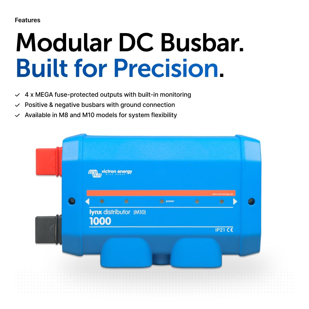 Victron Energy Lynx Distributor - Modular M10 DC Bus Bar with 4 Fuses