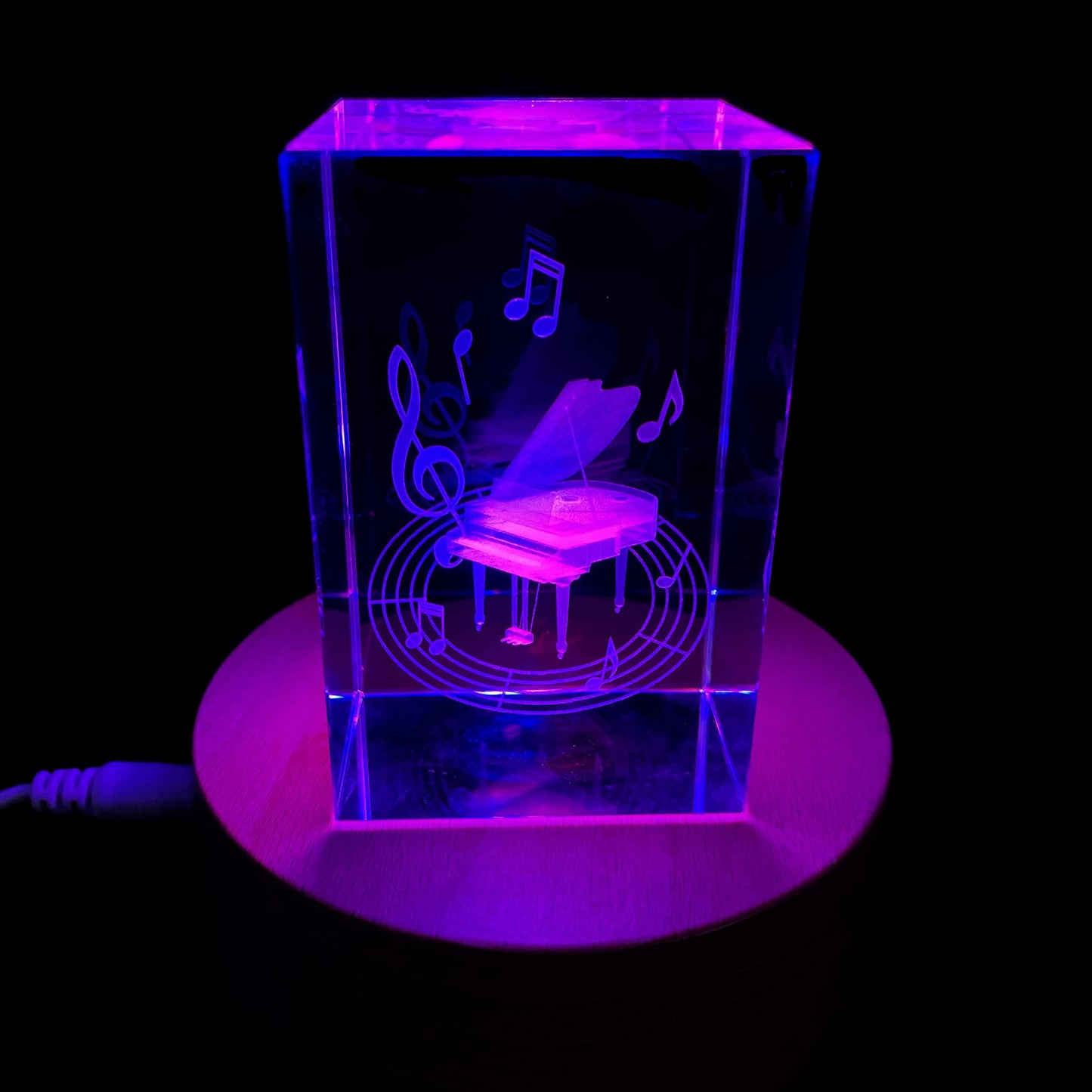 XINDAM 3D Piano Paperweight Laser Etched in Crystal Glass Cube for Graduation Christmas Birthday Valentine's Day