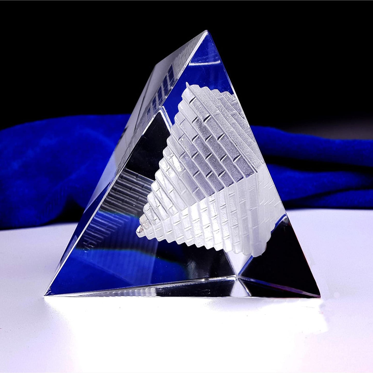 Besimple 3.15inch/80mm Clear Crystal Pyramid Prism, Feng Shui Crafts Meditation Crystal for Home Office Art Decor, Pyramids Gift, Stand for Prosperity, Positive Energy and Good Luck