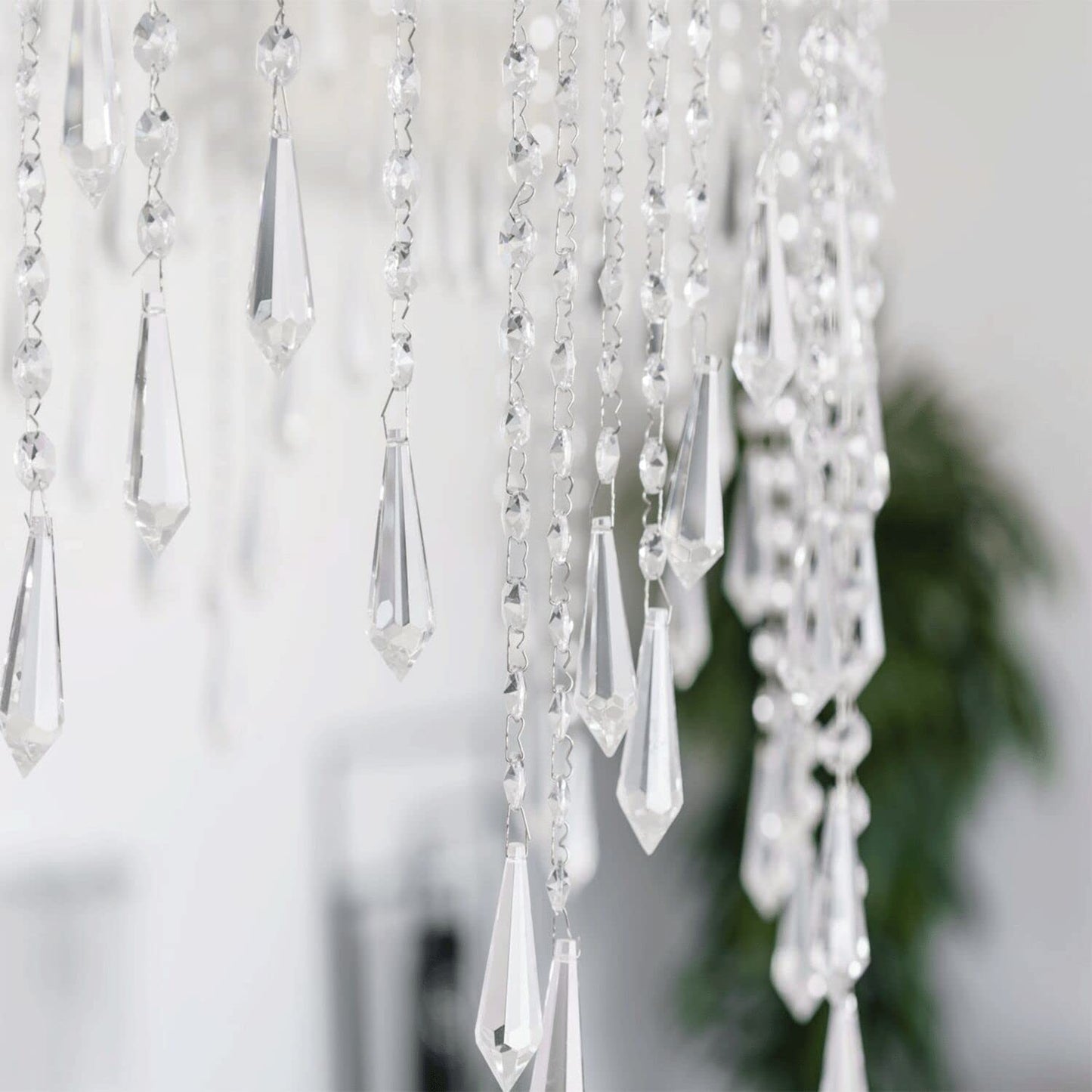 Jishi 30pk Crystal Ornaments for Christmas Tree Decorations, Acrylic Hanging Crystals for Centerpieces Home Decor, Clear Plastic Icicle Prism Drop Pendant w/Crystal Beads for Chandelier Party Supplies