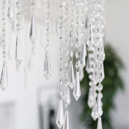 Jishi 30pk Crystal Ornaments for Christmas Tree Decorations, Acrylic Hanging Crystals for Centerpieces Home Decor, Clear Plastic Icicle Prism Drop Pendant w/Crystal Beads for Chandelier Party Supplies