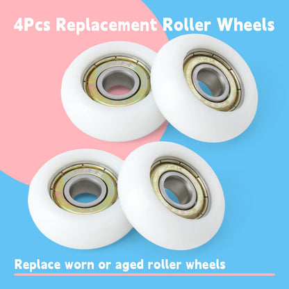 GLOXTED 4Pcs Replacement Roller Wheels Compatible with Aero for Pilates Reformer Machine, Smooth and Quiet Glide, 8mm Shaft Diameter Roller Wheel, White