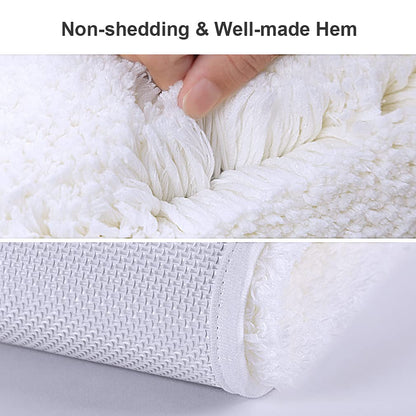 VANZAVANZU Non Slip Bath Mat Extra Large Bathroom Runner Rug Thickened Bath Rug for Bathroom Absorbent Ultra Soft Bedside Rug Fluffy Microfiber Carpet Runner Floor Mat - 50 x 122cm (White)