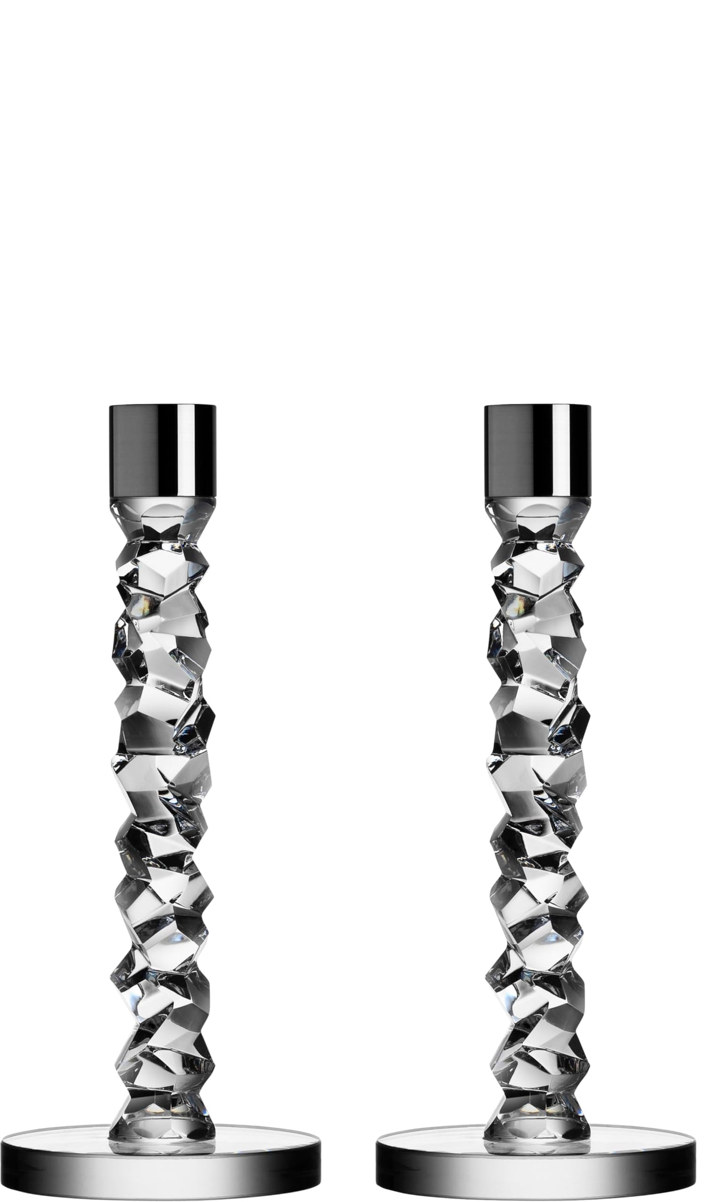 Orrefors Carat 7.25 Inch Candlestick Pair, Small