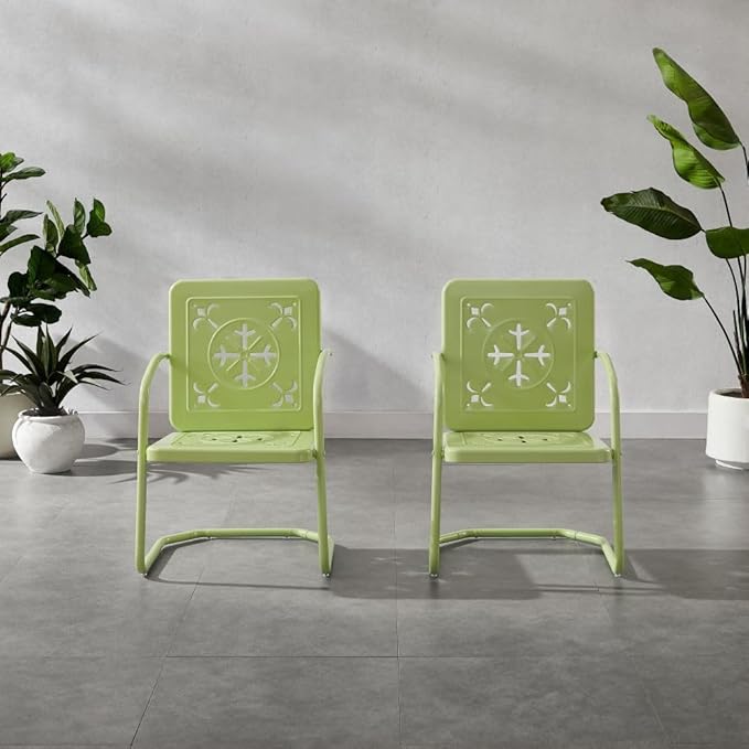 Crosley Furniture Azalea 2-Piece Outdoor Chair Set, Vintage Retro Metal Patio