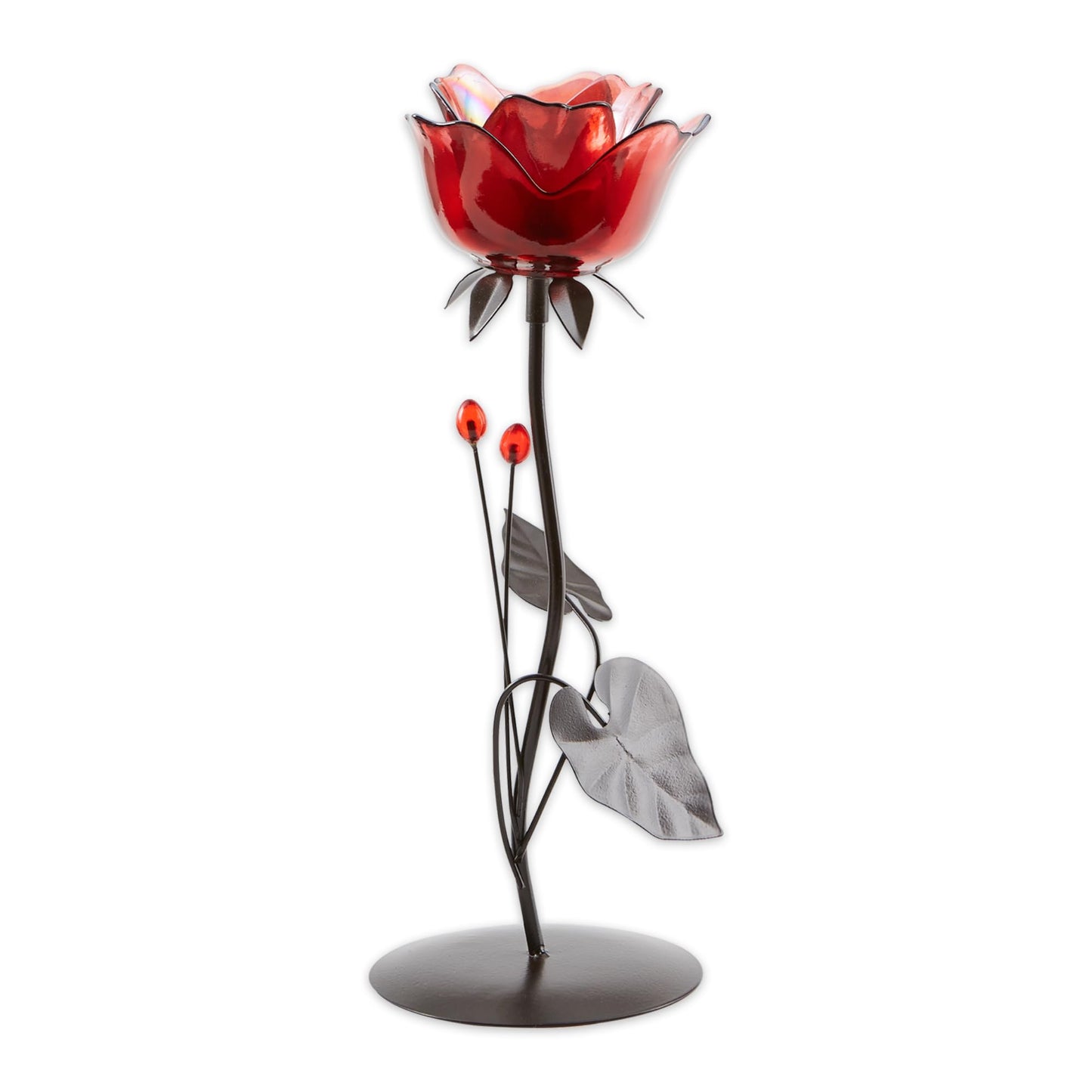 Zingz & Thingz Beauty in The Petals Collection Floral Tealight Candle Holder, 5x4.125x12.5, Romantic Rose