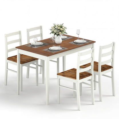 Giantex 5-Piece Dining Table Set for 4, 45" Rectangular Kitchen Table and Chairs Set with Solid Rubber Wood Legs, Space Saving Dinette Set for Small Space, Breakfast Nook, Restaurant (Rustic Brown)