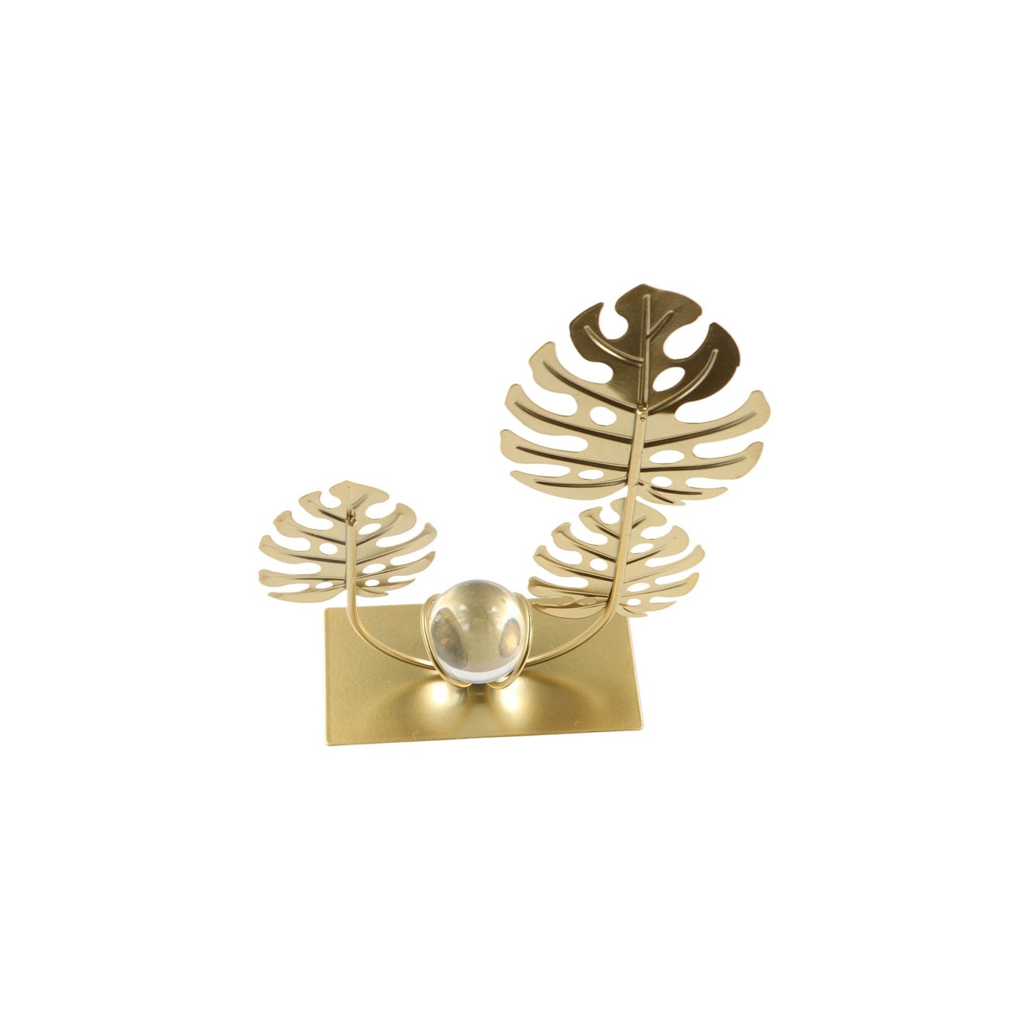 zaoalife Metal Leaf Statue Crystal Ball Ornaments Turtle Leaf Home Decor Metal Leaf Sculpture Office Crafts Bedroom Home Bookshelf Collectibles