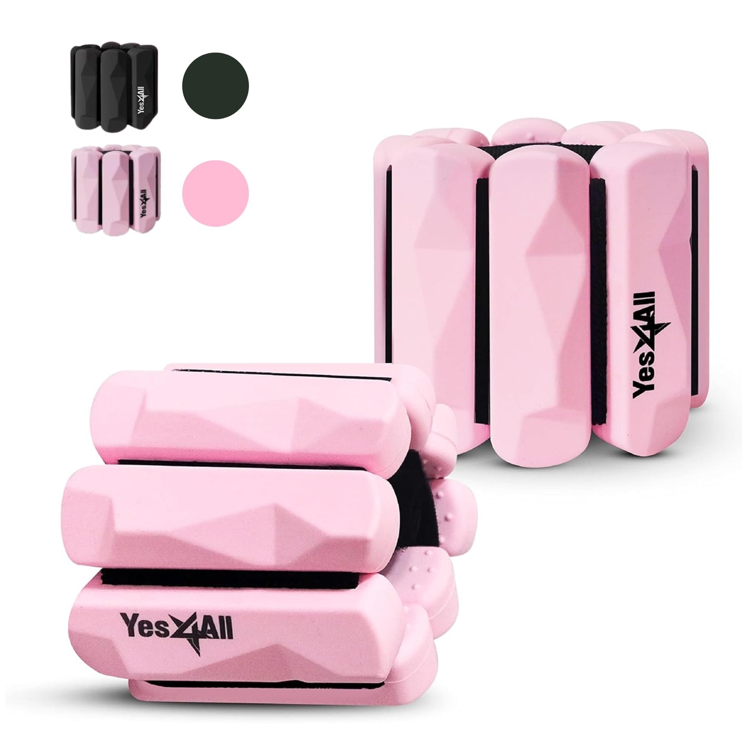 Yes4All Wrist & Ankle Weights, Adjustable Silicone Ankle weights for Women Men Home Gym Workout, Yoga, Dance, Cardio, Pilates, Aerobics, Walking and Running (1lbs/Pair) - Pink