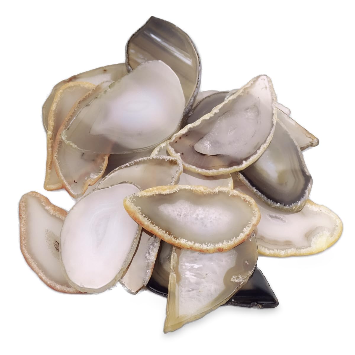 Sisamn 15pcs Natural Polished Agate Slices, Geode Slices Bulk for Light Table, Table Place Cards, Jewelry Making, Crafts, Home Decor, 1.18-2.56 Inches Length (Non-Drilled)