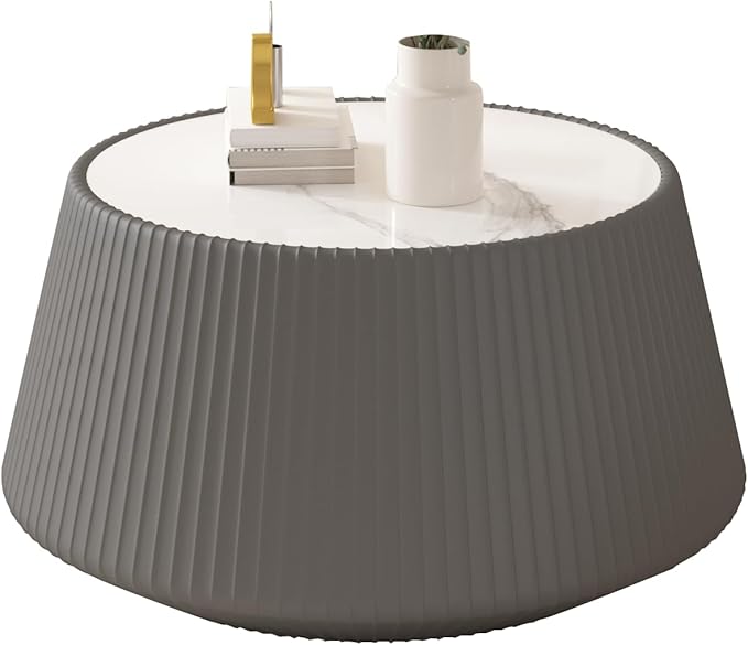 26.77" Marble Coffee Table, Modern Cup Shaped Coffee Table