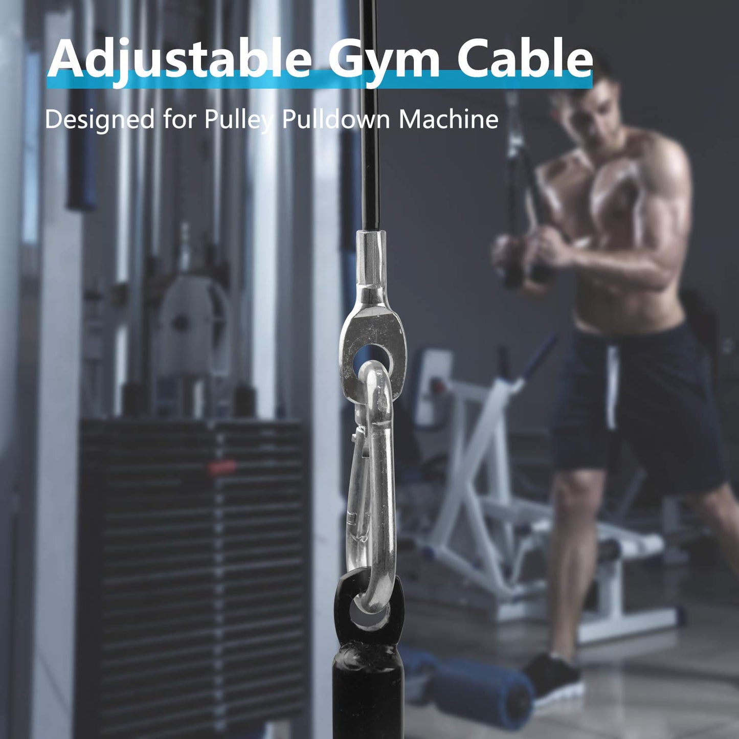 LFJ Replacement Gym Cable Fitness Pulley Cable Steel Wire Rope for Cable Machine Home Gym Weight Lift Pulley System (Fixed Length, 98")