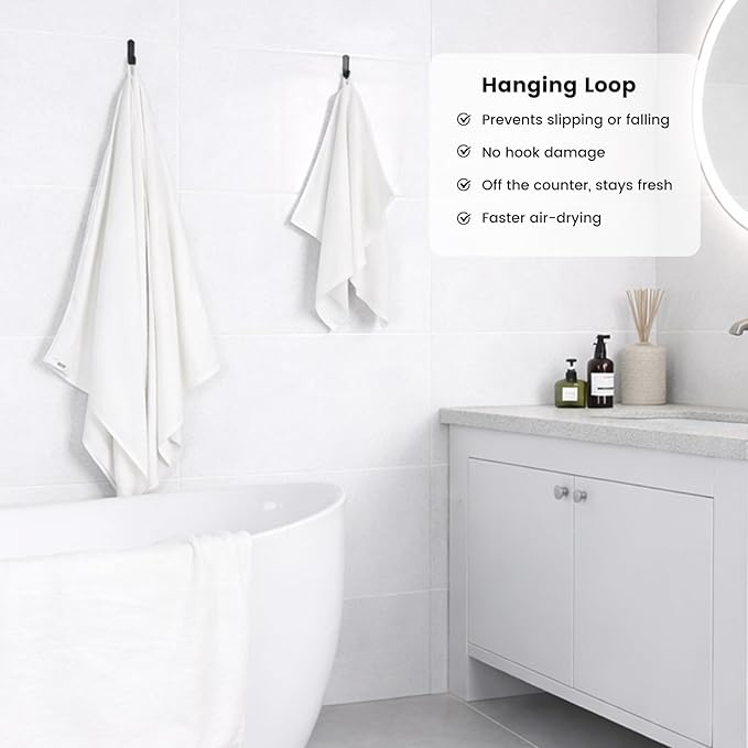 SEMAXE White Bath Towel Set, 100% Cotton Bathroom Towels