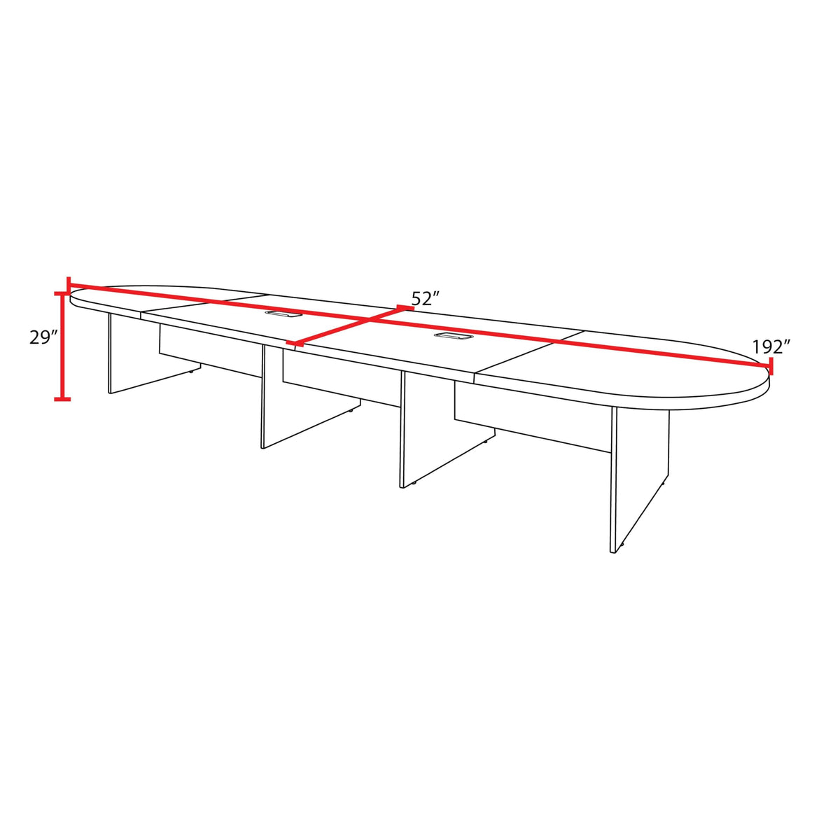 Romig Legacy 16 ft Racetrack Laminate Conference Table with 2 Charging Ports- Noble Oak