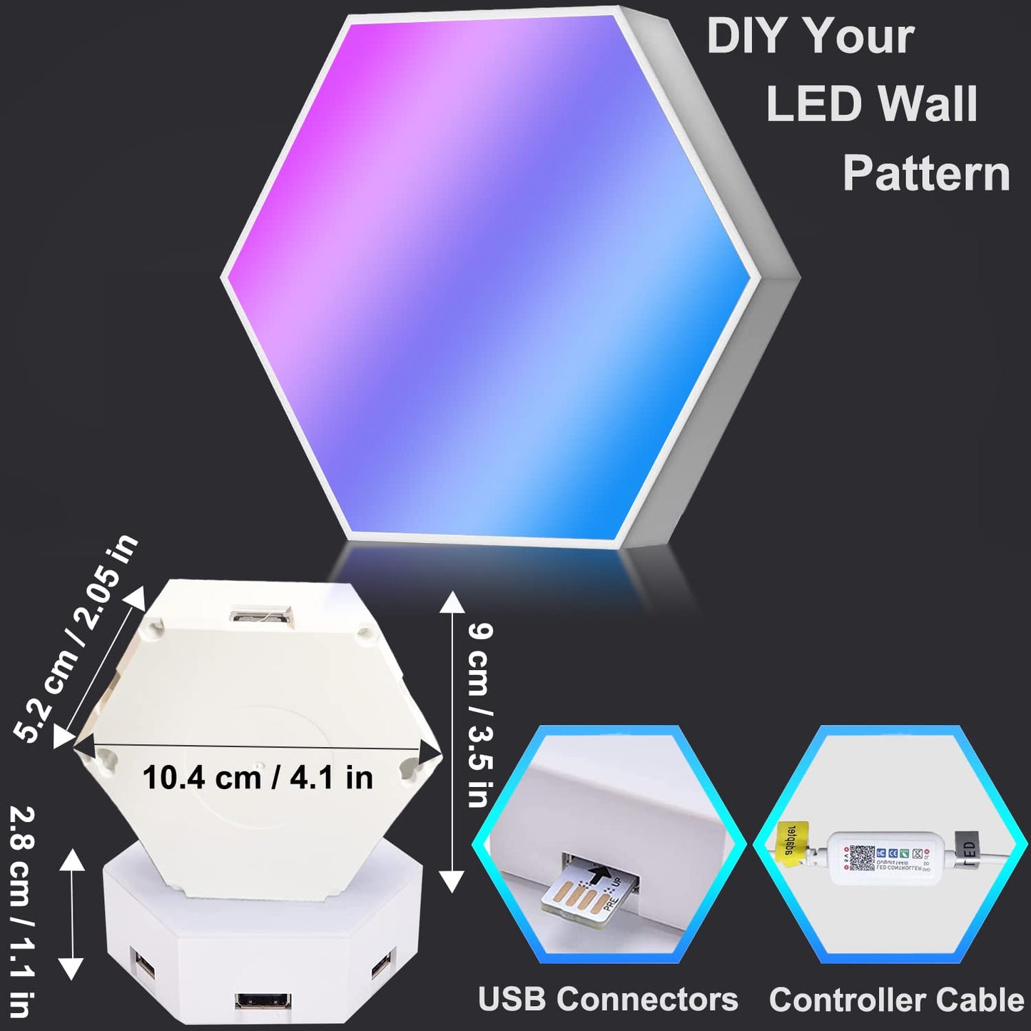 LED Hexagon Lights for Gaming Setup, Smart Home Gaming Wall Lights Work with Alexa Google Assistant, Voice, App & Remote Control, RGB-IC LED Light Panels Music Sync for Game Room Bedroom, 10 Pack
