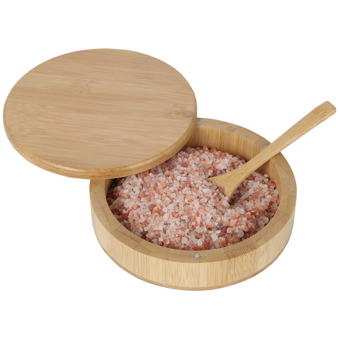 Lily's Home Barkeeper's Salt Box, Bamboo Spice Storage Box with Magnetic Lock and a Bamboo Spoon. Margarita Rim Salting Dish