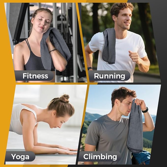 HOMEXCEL 4 Pack Microfiber Gym Towels Grey Fitness Towels Ultra Soft, Highly