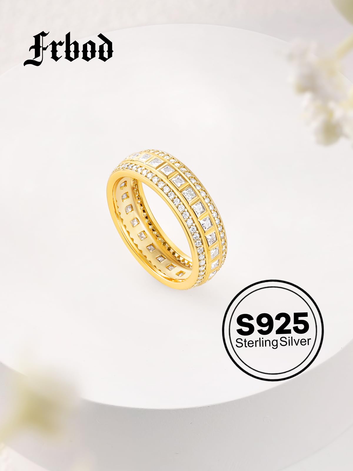 Frbod Moissanite Eternity Ring for Men Wide Diamond Chanel Set Rings Moissanite Wedding Bands for Women Size 8