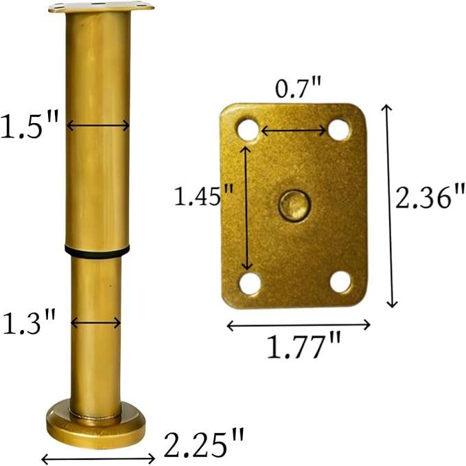 4PCS Adjustable 9.64-16.6 Inch Metal Furniture Legs Brass Furniture Replacement