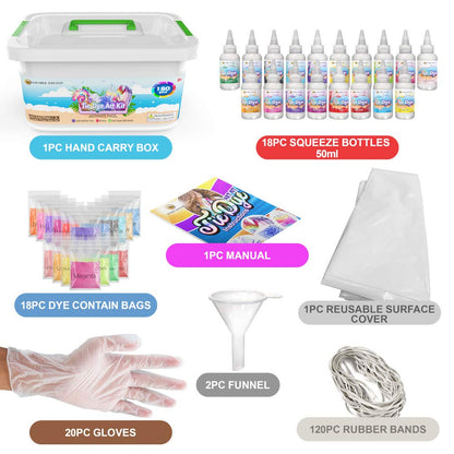 Desire Deluxe Tie Dye Kit – Set of 18 Colours Ink Tie-Dye Kits for Dyeing Fabric, Clothes – Creative Art Craft Games Activity for Kids & Adults (180pc)