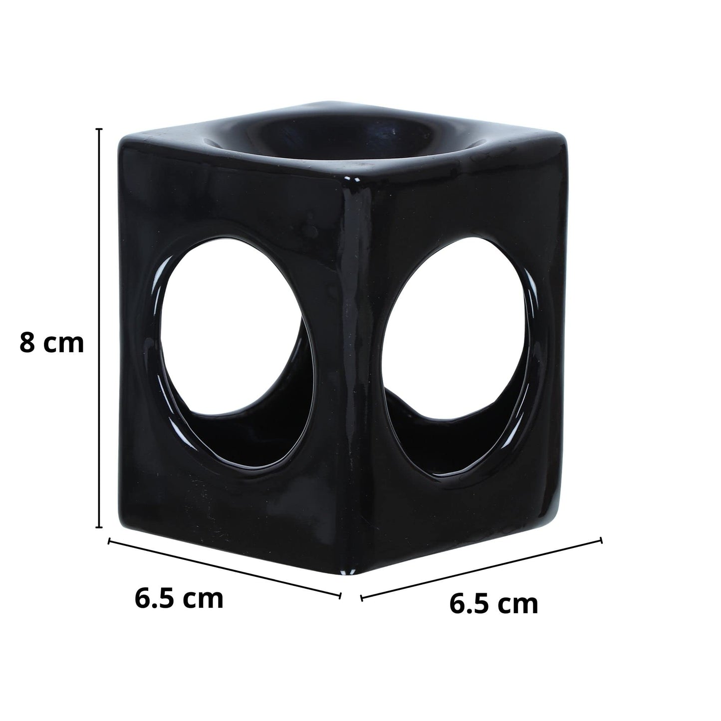 WHOLELIFEOBJECTS Ceramic Tealight Candle Holder Oil Burner, Essential Oil or Wax Melts Burner, Aromatherapy Aroma Oil Diffuser Furnace Home Decoration Romantic Black