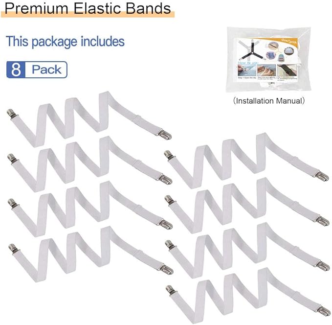 8Pcs Adjustable Bed Sheet Straps Clips, Elastic Mattress Sheet Fasteners Holder