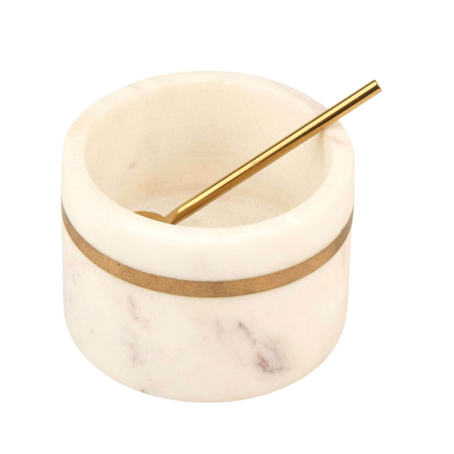 Cruiser’s Caché Marble Salt and Spice Cellars or Dipping Bowls with Gold Spoons | Set of 2