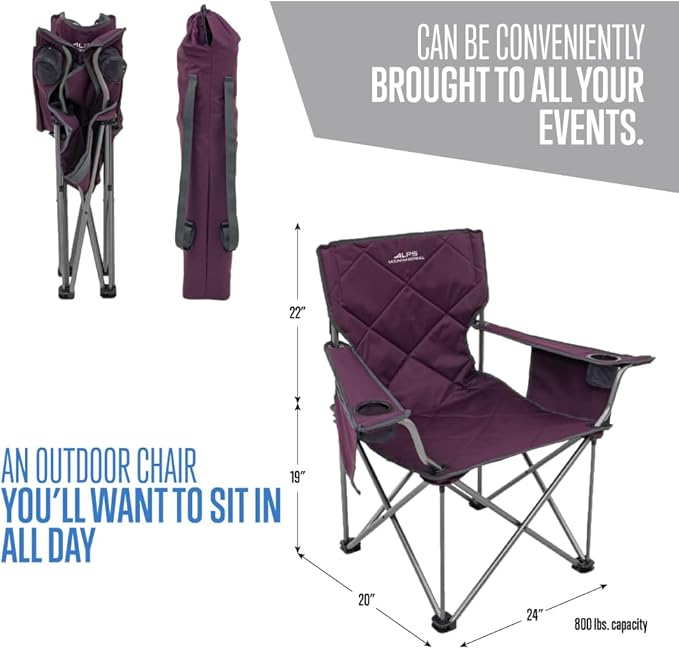 ALPS Mountaineering King Kong Camping Chairs for Adults with Mesh Cup Holders and Pockets, Built Durable and Reliable with Compact Foldable Steel Frame