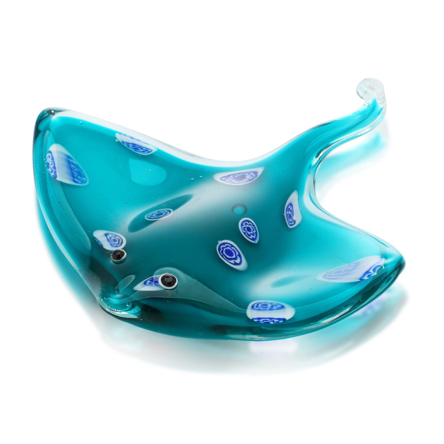 QFkris Glass Ray Fish, Handmade Crystal Manta Ray, Glass Stingray Cute Sea Animal Figurine, Art Home Decor