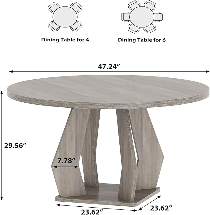 IBF Round Dining Table, Farmhouse Pedestal Dining Tables