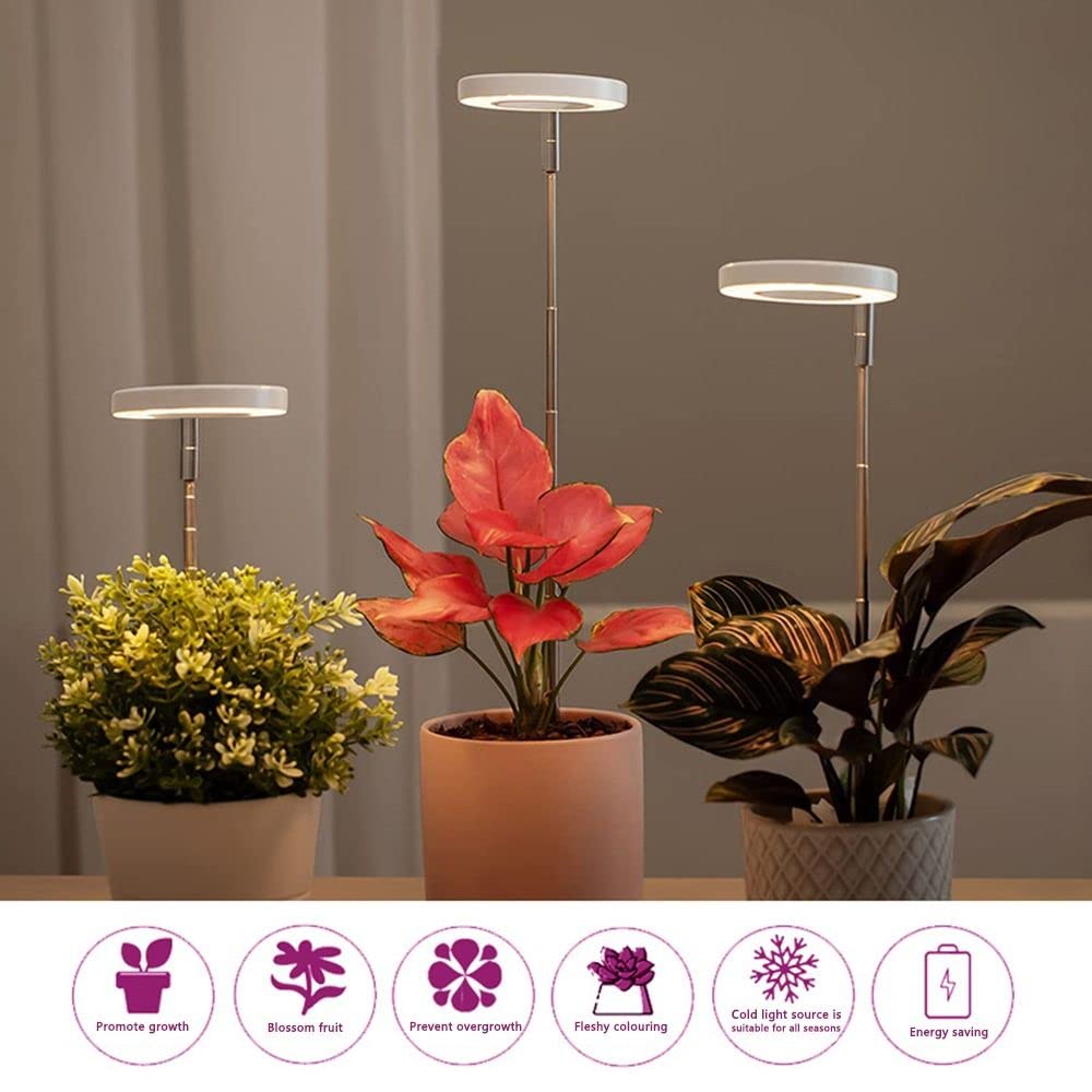 Andy's Orchids LED Grow Light, Adjustable Height, Full Spectrum, 360 Lumen, 40 LED Beads, USB Powered, White, Acrylic & Metal, Modern Design, Indoor Use