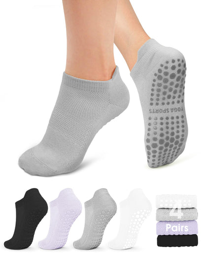 yeuG Pilates Socks for Women Non Slip Grip Socks Ankle Grippy Yoga Socks for Ballet, Pure Barre, Dance, Barefoot Workout