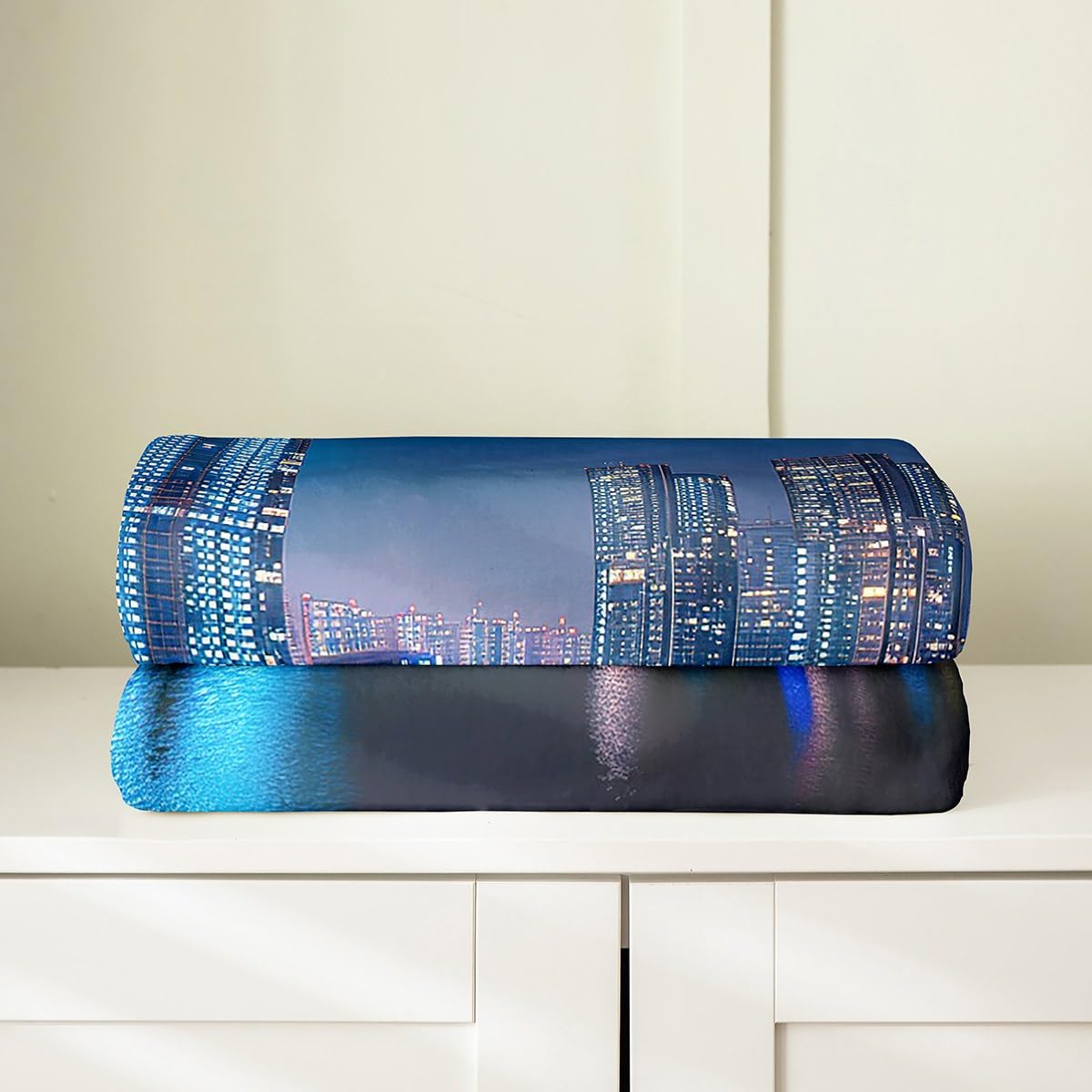 Erosebridal American Cityscape Blanket,Modern City Building Throw Blanket for Man,Famous Urban Fleece Blanket Lightweight,City Lights Flannel Blanket 40x50 Inch