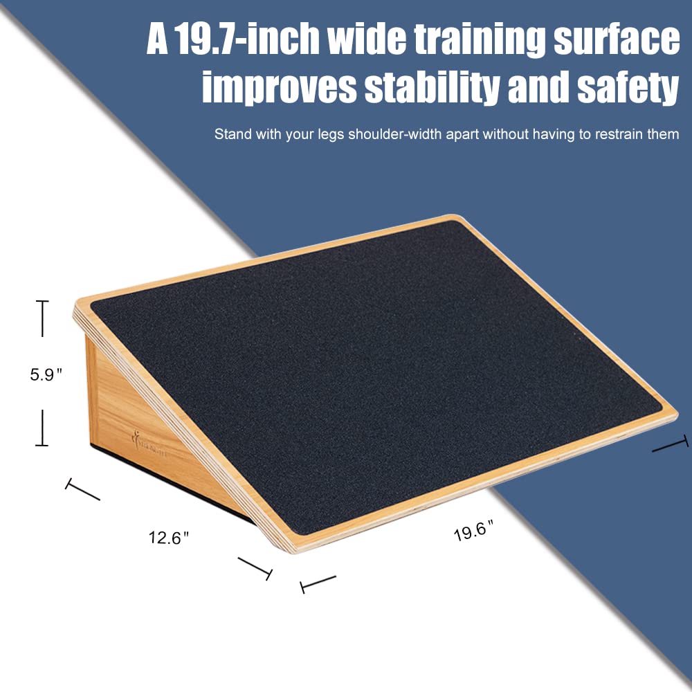 StrongTek Slant Board for Squats & Knee Training, Heavy-Duty Incline Board with Non-Slip Surface, Fixed 25° Wooden Stretch Board, 1000 Lbs Capacity